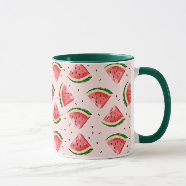 Caneca Padrão de Fruta de melancia de aquarela (Direita)