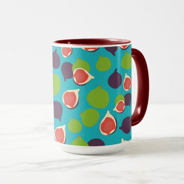 Caneca Padrão de Fruta de Verão da Fig Mediterrânica (Frente Esquerda)