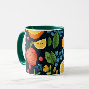 Caneca Padrão de Fruta fresca colorida