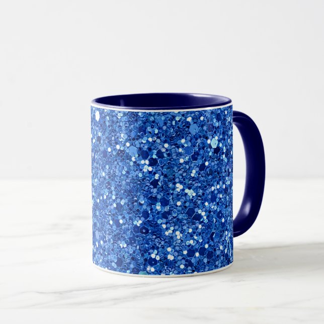 Caneca Padrão de fundo azul cintilante  (Frente Esquerda)