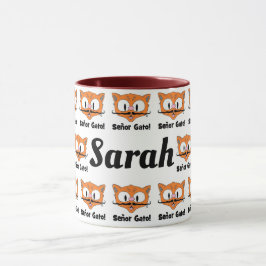 Caneca Padrão de Gato Bigode de Desenho Personalizado