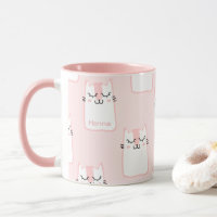 Padrão de Gato Branco e Rosa Bonito Personalizado