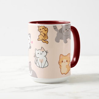 Caneca Padrão de Gato Kawaii Fofo