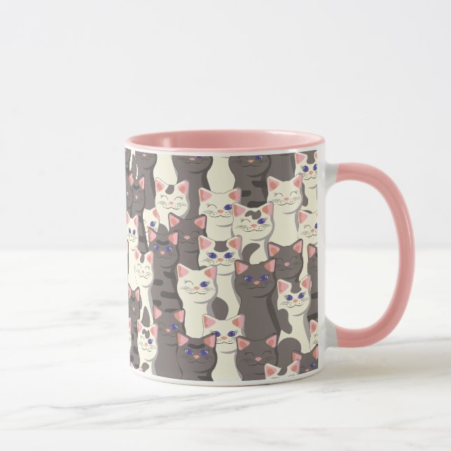 Caneca Padrão de gatos brancos e cinzas (Direita)