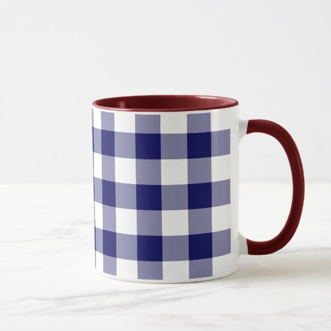 Caneca Padrão de Gingham Branco e marinho (Direita)