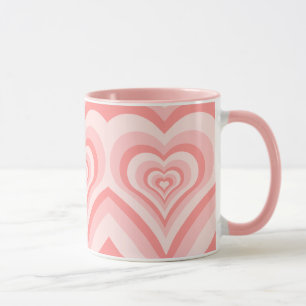 Caneca Padrão de Gradiente de Coração Rosa – Amor de Garo