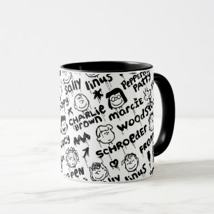 Caneca Padrão de Grafite de Caracteres de Pêssego