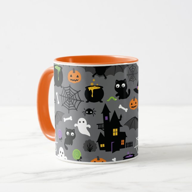 Caneca Padrão de Halloween (Frente Esquerda)