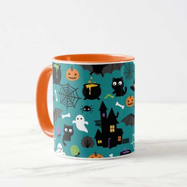 Caneca Padrão de Halloween (Frente Esquerda)