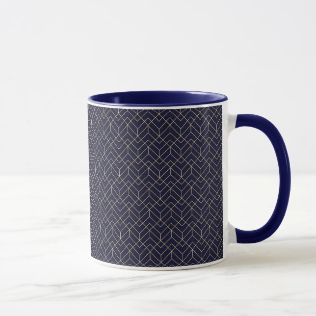 Caneca Padrão de Hexágono Azul (Direita)