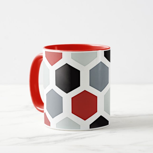 Caneca Padrão de Hexágono de Arte Moderna (Frente Esquerda)