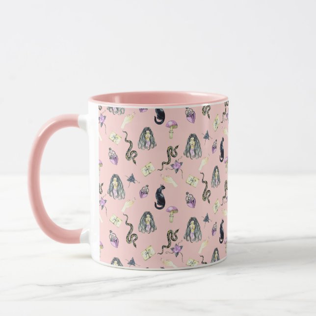 Caneca Padrão de História Gótica Pastel rosa (Esquerda)