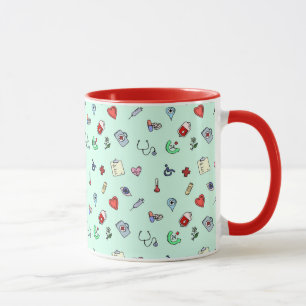 Caneca Padrão de Ícone Médico Bonito