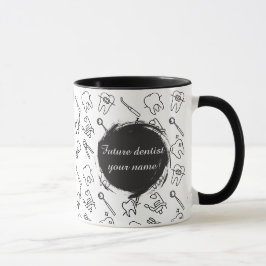 Caneca Padrão de Ícones Dentários Minimalistas Estéticos 