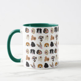 Caneca Padrão de Ilustração da Face de Cachorro Bonito