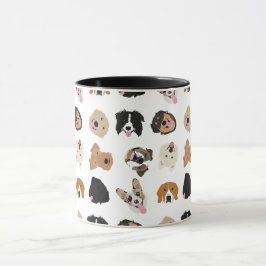 Caneca Padrão de Ilustração da Face de Cachorro Bonito