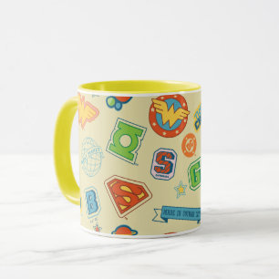 Caneca Padrão de Insígnia de Super Herói da Liga da Justi
