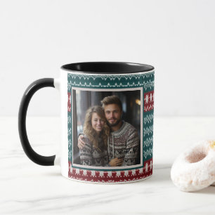 Caneca Padrão de Knit de Suéter de Natal Feio Personaliza