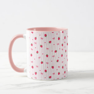 Caneca Padrão de Laço de Coração de Morango