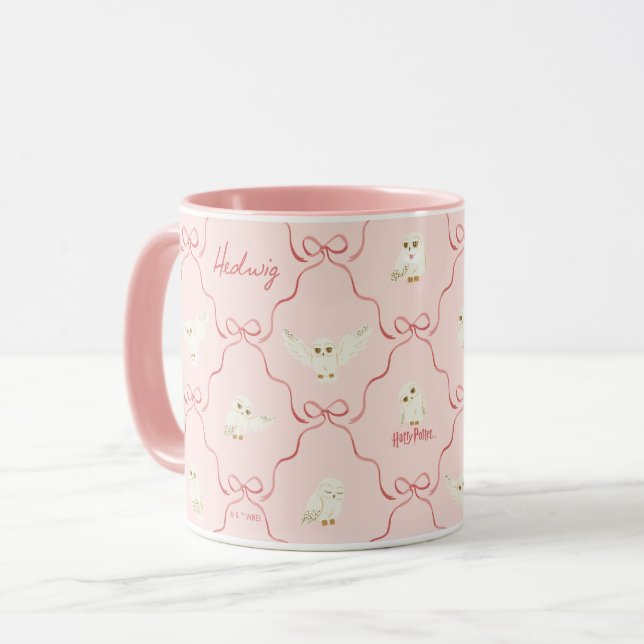 Caneca Padrão de Laço Rosa Hedwig (Frente Esquerda)