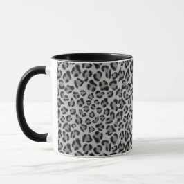 Caneca Padrão de leopardo negro e cinza, padrão de chita