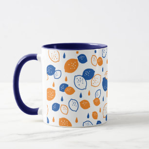 Caneca Padrão de limão azul e laranja, com Frutas empinad