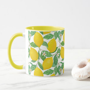 Caneca Padrão de limão branco verde-amarelo