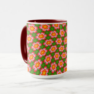 Caneca Padrão de lírios vermelhos