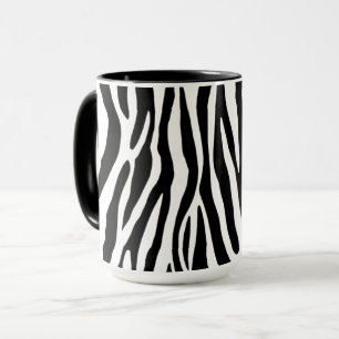 Caneca Padrão de Listras de Zebra Clássico Preto e Bran