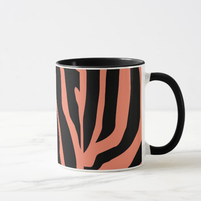 Caneca Padrão de Listras de Zebra Personalizado (Direita)
