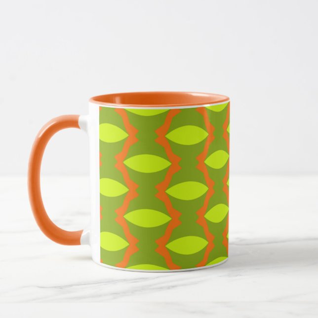Caneca Padrão de Listras Oval Verde Laranja (Esquerda)