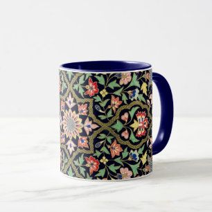 Caneca Padrão de Mandala Indiana Floral Colorida Vintage