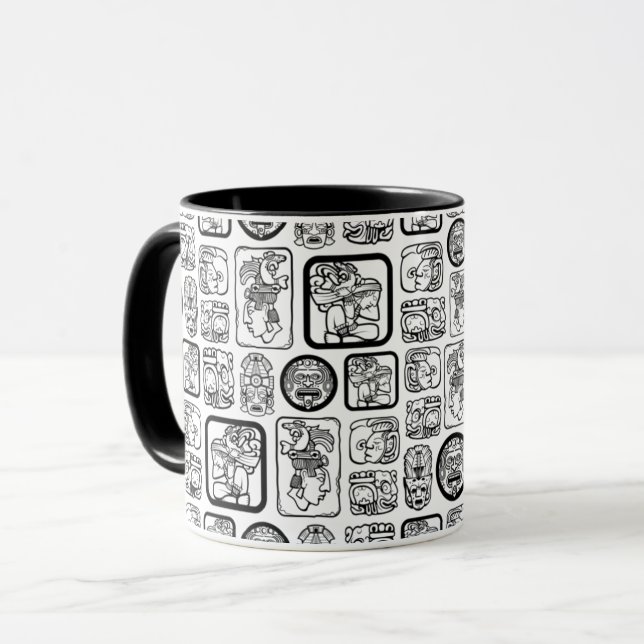 Caneca Padrão de máscara antiga 1 da MAYA tribal (Frente Esquerda)