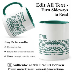 Caneca Padrão de Mensagem Oculta, Saída Personalizada, Ve