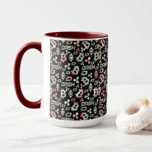 Caneca Padrão de Moeda Colorida de Cryptocurrency Pink