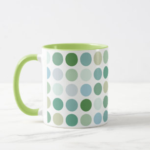 Caneca Padrão de monograma de bolinhas verdes coloridas c