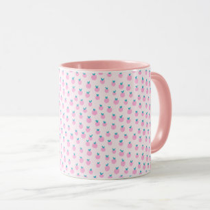 Caneca Padrão de Morango Sem Costura – Rosa Pastel Fofo 