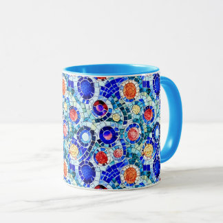 Caneca Padrão de Mosaico Multicolorido inspirado no Gaudi
