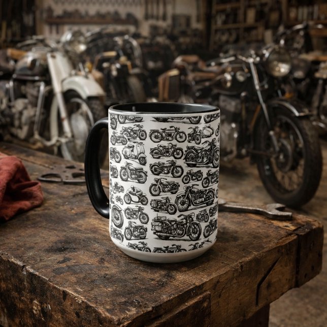 Caneca Padrão de motocicletas vintage e antigas (Criador carregado)