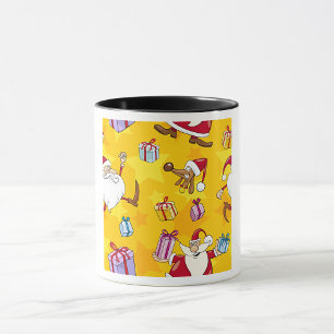 Caneca Padrão de Natal com Presentes e Estrelas