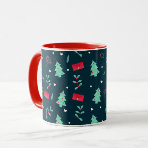 Caneca Padrão de Natal Festivo em vermelho e verde