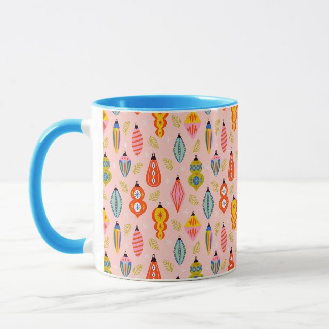Caneca Padrão de Natal para Ornamentos Coloridos (Esquerda)