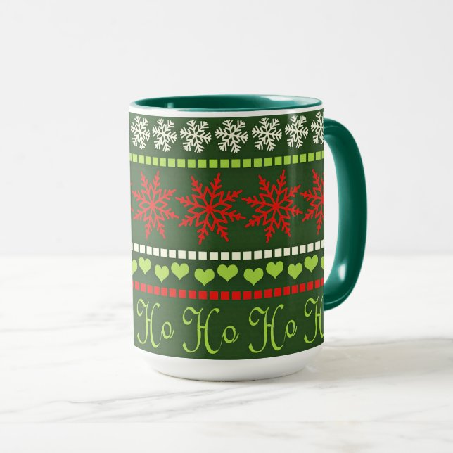 Caneca Padrão de Natal Repetitivo Popular (Frente Esquerda)