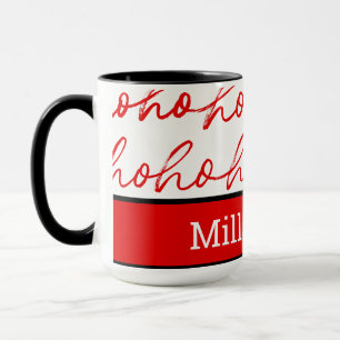 Caneca Padrão de Natal Vermelho e Branco Moderno