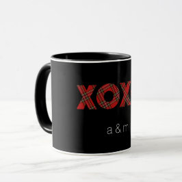 Caneca Padrão de Natal Xadrez Vermelho