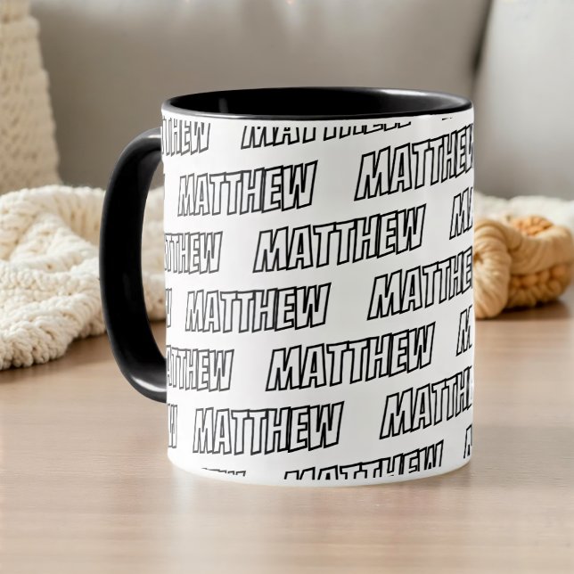 Caneca Padrão de Nome Simples Legal Moderno com Letras Ma (Criador carregado)