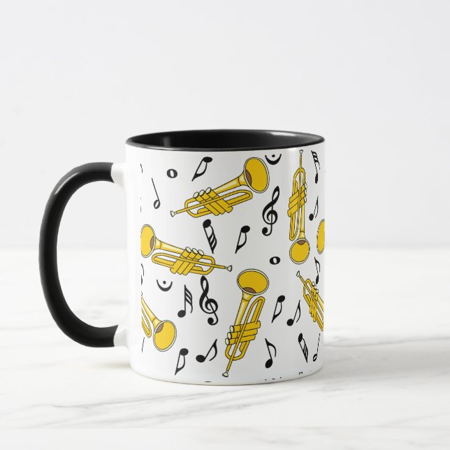 Caneca Padrão de Notas de Música de Trompete (Esquerda)