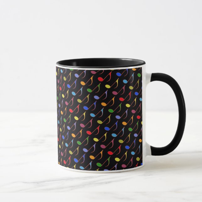 Caneca padrão de notas musicais coloridas (Direita)