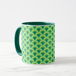 Caneca Padrão de onda Art Deco - jade verde