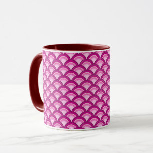 Caneca Padrão de onda Art Deco - magenta e rosa